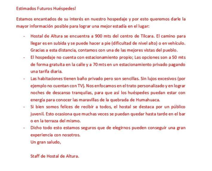 Hostal De Altura Tilcara Bagian luar foto